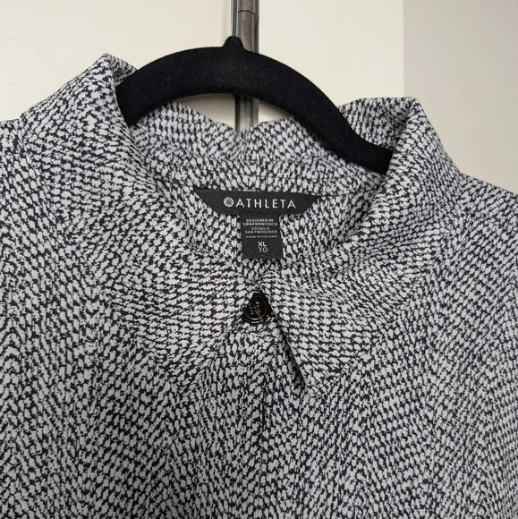 Athleta Braden Textured Button Down Shirt Black And White sz XL - Picture 6 of 7